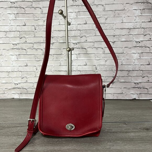 Coach Handbags - Vintage Authentic Coach Legacy Companion Red Cross Body Purse 9076